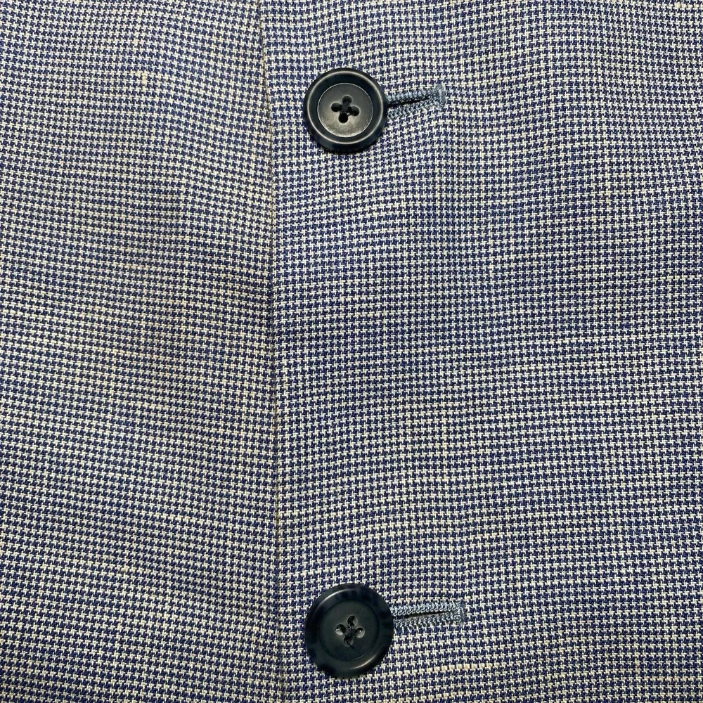 Jos A Bank Blazer 50R Executive Tailored Fit Linen Wool 2B2V Blue Puppytooth